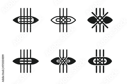 Artisan Logo Variations. Tourism to explore local artisans and craftsmen. Set Logo of Tourism to explore local artisans and craftsmen: Handloom shuttle