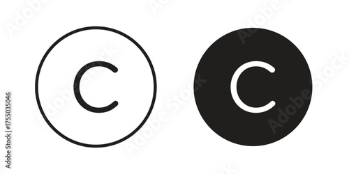 Copyright icon in Line and Silhouette Icon Set. Isolated Vector Illustration.