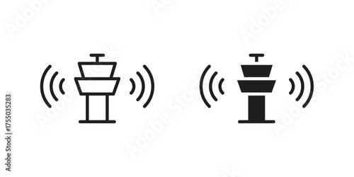 Control Tower icon in Line and Silhouette Icon Set. Isolated Vector Illustration.