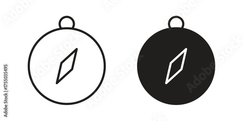 Compass icon in Line and Silhouette Icon Set. Isolated Vector Illustration.
