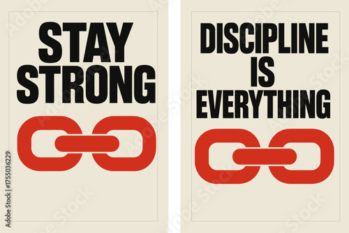 Brutalist Motivation Banners. Resilience. Two vertical A6 banners with safe margins, centered composition, no elements touching edges, brutalist style, black