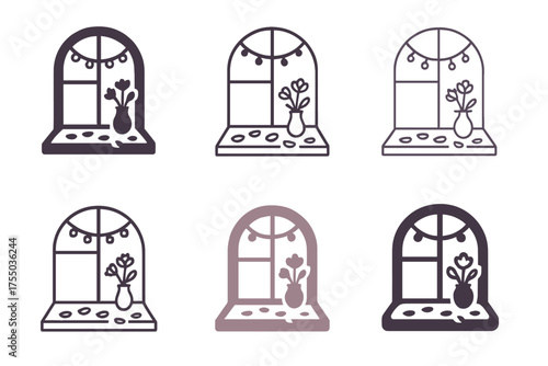 Romantic Gestures Logos. Romantic gestures in intimate settings (flower petals, surprise dates). Set Logo of Romantic gestures in intimate settings (flower