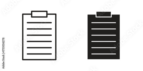 Clipboard icon in Line and Silhouette Icon Set. Isolated Vector Illustration.