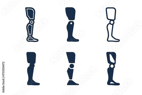 Emblematic Diversity Icons. Disability Representation in Media. Set Logo of Disability Representation in Media: prosthetic limb. harmonious logo variations of