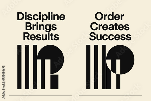 Bauhaus Wisdom Banners. Wisdom. Two vertical A6 banners with safe margins, centered composition, no elements touching edges, bauhaus style, black and cream,