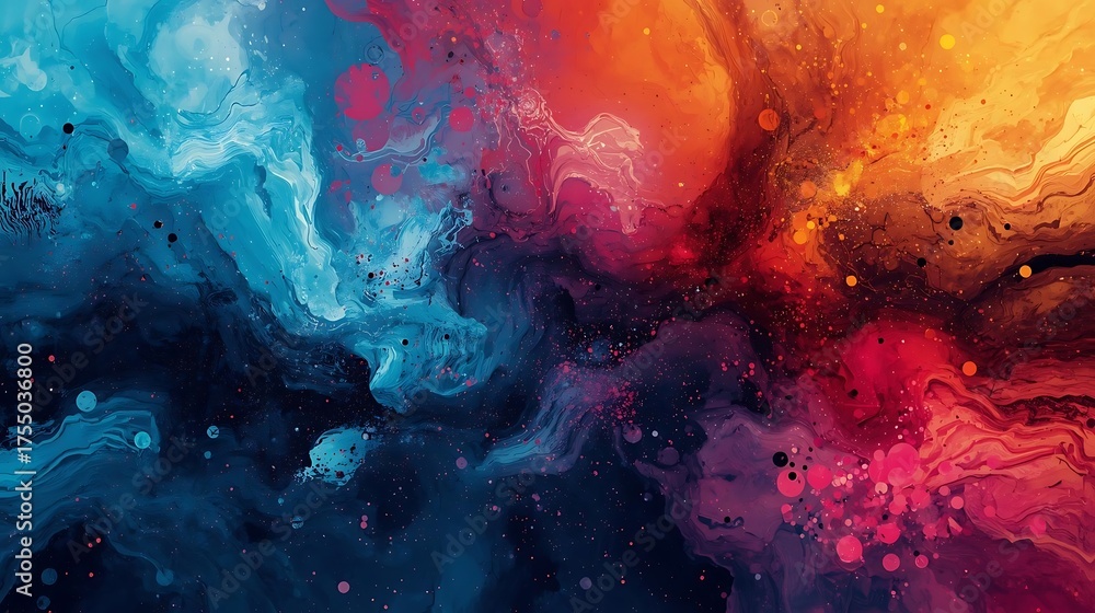 Fototapeta premium Vibrant Abstract Cosmic Nebula Swirls of Color Exploding Across Space