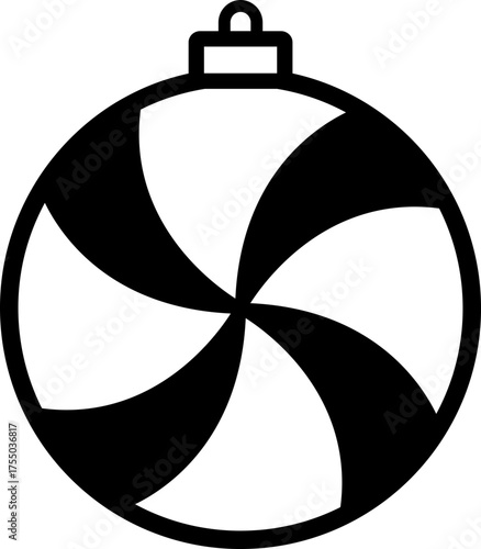 Spiral Candy Christmas Ornament silhouette Vector isolated.
Transparent background. SVG.