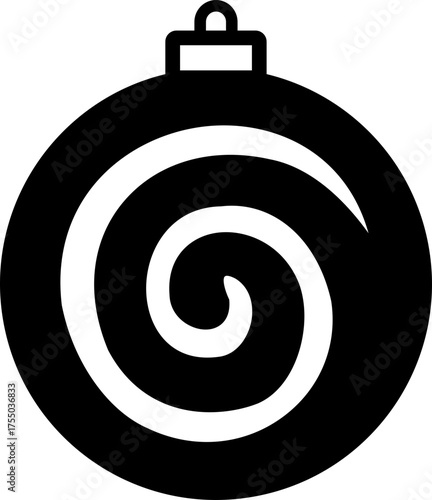 Swirl Candy Christmas Ornament silhouette Vector isolated.
Transparent background. SVG.