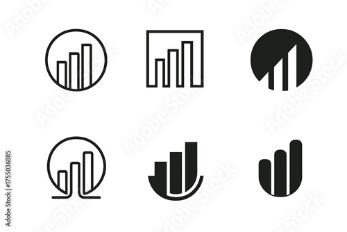 Diverse Logo Harmonies. Monthly content recap infographic. Set Logo of Monthly content recap infographic: Key Metrics. harmonious logo variations of the same