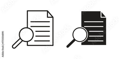 Case study icon in Line and Silhouette Icon Set. Isolated Vector Illustration.