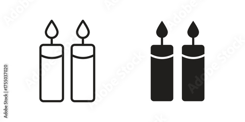 Candle icon in Line and Silhouette Icon Set. Isolated Vector Illustration.