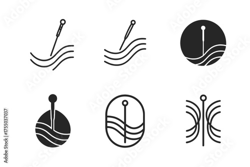 Alternative Medicine Logos. Alternative medicine and holistic health. Set Logo of Alternative medicine and holistic health: acupuncture needle and meridian