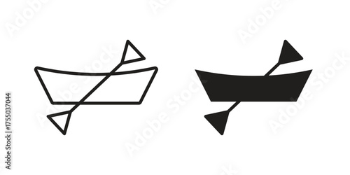 Canoe icon in Line and Silhouette Icon Set. Isolated Vector Illustration.