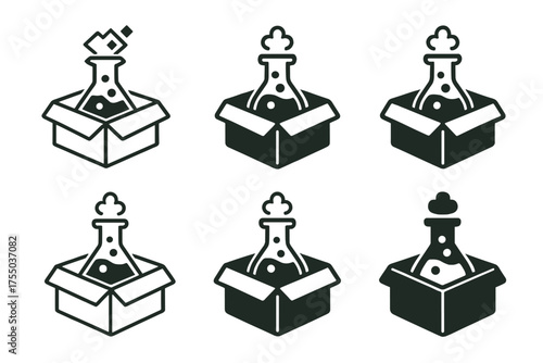 Educational Toys Logos. Exploring educational toys and games with kids. Set Logo of Exploring educational toys and games with kids: science kit. harmonious
