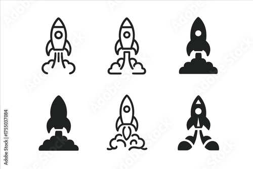 Transformational Growth Logos. Transformational growth. Set Logo of Transformational growth: rocket taking off. harmonious logo variations of the