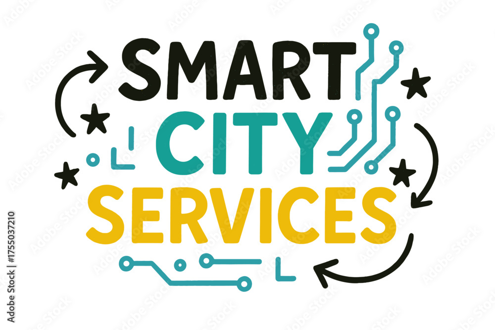 Fototapeta premium Smart City Doodle. Doodle / Sketch: 