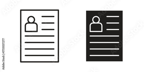 CV icon in Line and Silhouette Icon Set. Isolated Vector Illustration.