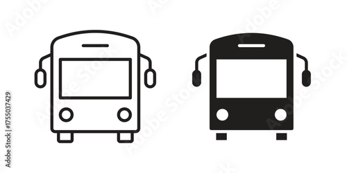 Bus icon in Line and Silhouette Icon Set. Isolated Vector Illustration.