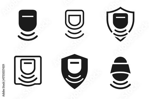 DIY Security Logos. DIY home security systems. Set Logo of DIY home security systems: Motion sensor. harmonious logo variations of the same emblematic concept,