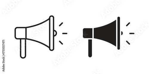 Bullhorn icon in Line and Silhouette Icon Set. Isolated Vector Illustration.