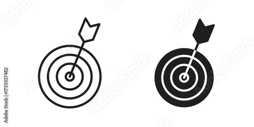 Bulls eye icon in Line and Silhouette Icon Set. Isolated Vector Illustration.