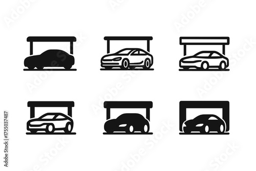 Diverse Logo Variations. Hyper-Realistic 3D Presentations. Set Logo of Hyper-Realistic 3D Presentations: automotive showroom render. harmonious logo variations