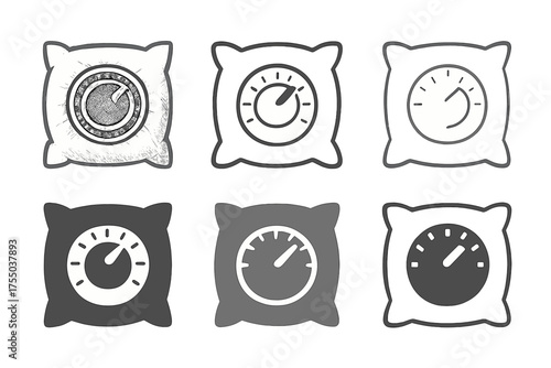 Thermostat Logo Designs. Adjusting the thermostat before bed. Set Logo of Adjusting the thermostat before bed: Thermostat knob with a soft pillow texture