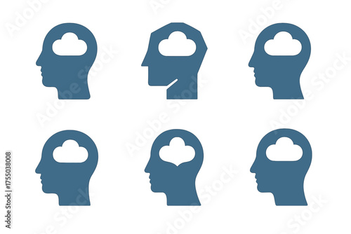 PTSD Therapy Logos. Therapy for PTSD. Set Logo of Therapy for PTSD: person with calm mind icon. harmonious logo variations of the same emblematic concept, each