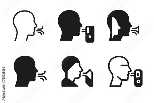 Biohacking Logo Variations. Biohacking and improving human performance. Set Logo of Biohacking and improving human performance: breath analyzer device.