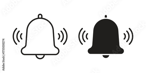 Bell icon in Line and Silhouette Icon Set. Isolated Vector Illustration.
