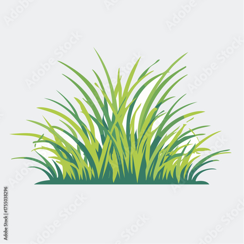 Illustration of a vibrant green clump of grass, showcasing detailed blades and natural textures.
