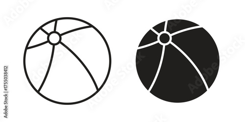 Beach ball icon in Line and Silhouette Icon Set. Isolated Vector Illustration.