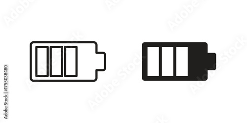 Battery icon in Line and Silhouette Icon Set. Isolated Vector Illustration.