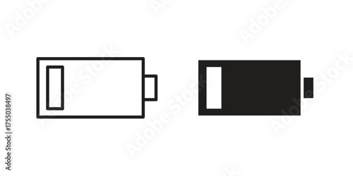 Battery icon in Line and Silhouette Icon Set. Isolated Vector Illustration.