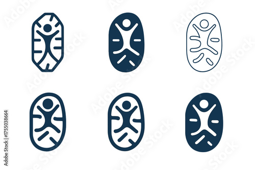 Biohacking Logo Concepts. Biohacking and improving human performance. Set Logo of Biohacking and improving human performance: mitochondria energy cell.