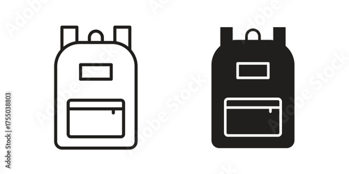 Backpack icon in Line and Silhouette Icon Set. Isolated Vector Illustration.