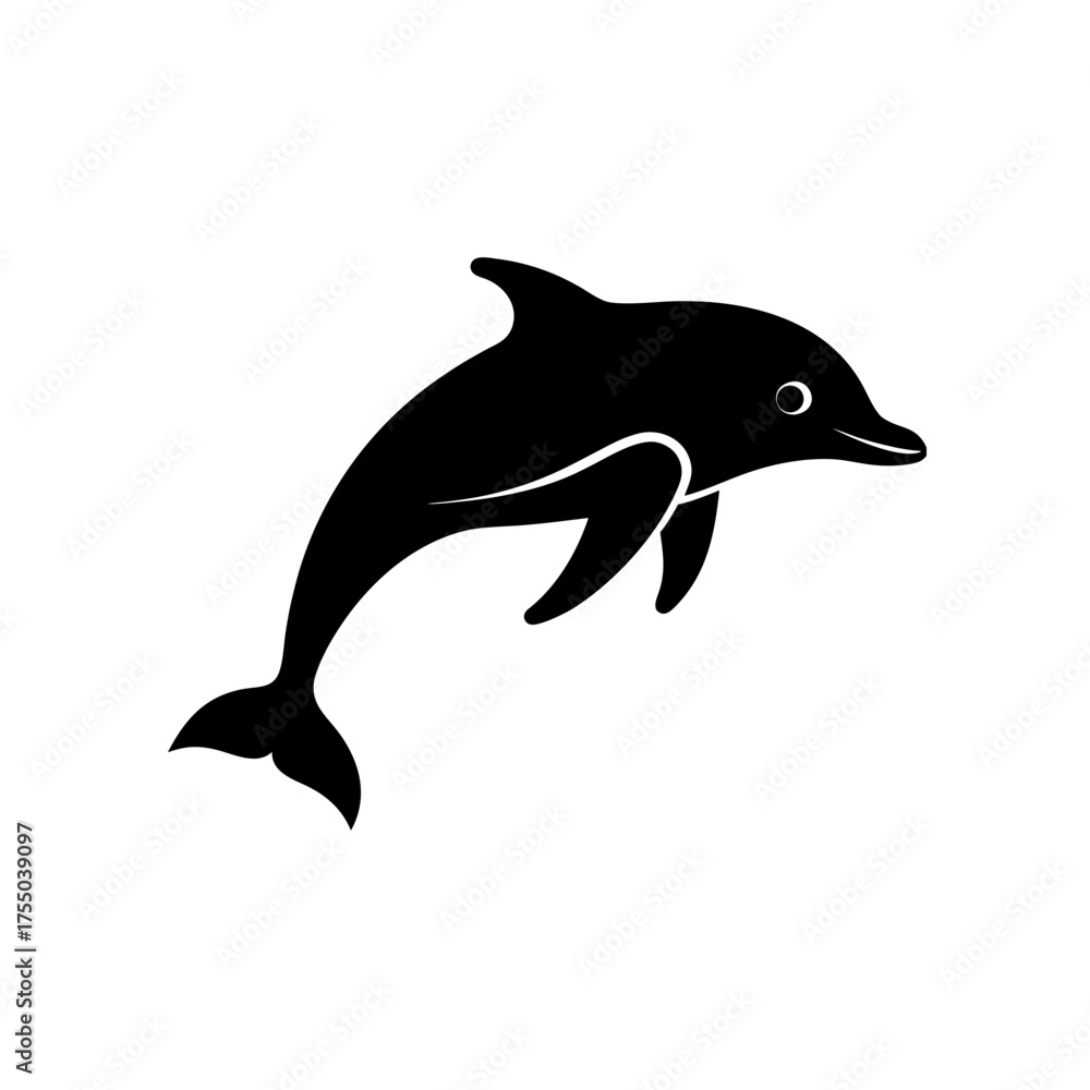 Obraz premium Silhouette of a leaping dolphin on transparent background