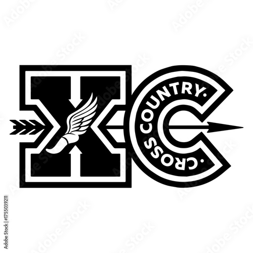 Track and Field Svg, Cross Country, CC, XC Vector logo illustration athlete silhouette clipart. Digital Download