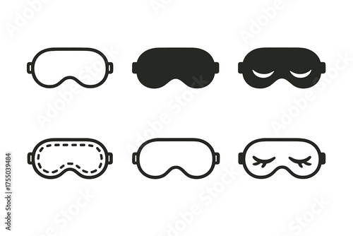 Sleep Mask Logo Variations. Sleep environment. Set Logo of Sleep environment: sleep mask. harmonious logo variations of the same emblematic concept, each with