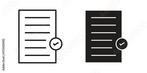 Accept document icon in Line and Silhouette Icon Set. Isolated Vector Illustration.