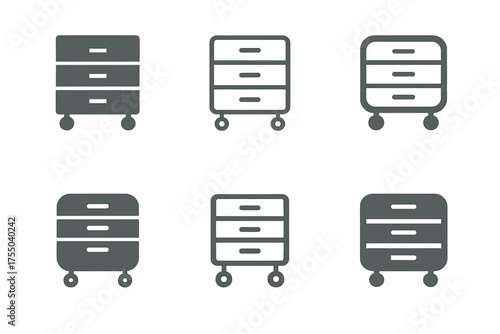 Garage Decluttering Logos. Decluttering the garage. Set Logo of Decluttering the garage: rolling storage cart. harmonious logo variations of the same