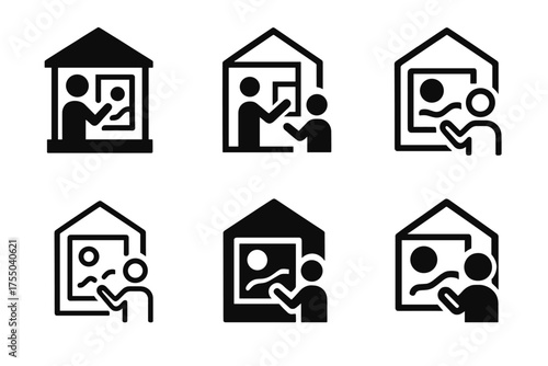 Artistic Logo Variations. Art and cultural exhibits in local galleries and museums. Set Logo of Art and cultural exhibits in local galleries and museums: