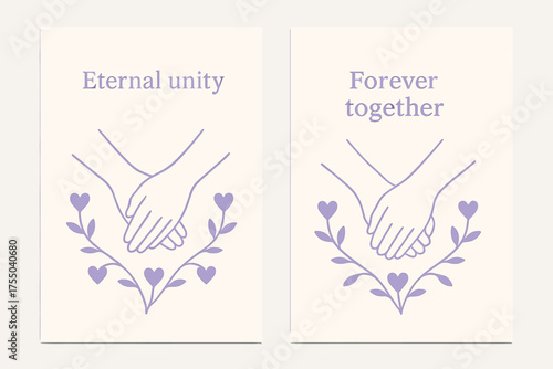 Eternal Unity Banners. Eternal unity. Two vertical A6 banners with safe margins, centered composition, no elements touching edges, minimal, lavender and cream,