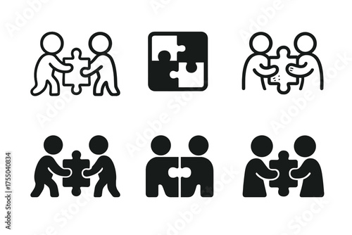 Kids Learning Logos. Kids learning and growing through hands-on experiences. Set Logo of Kids learning and growing through hands-on experiences: collaborative