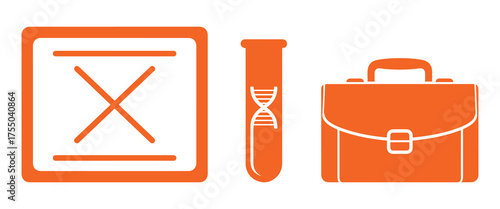 Medical Icons Including X Mark Test Tube and Briefcase vector illustration