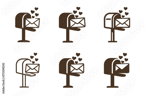 Heartfelt Mail Logos. Long-distance relationships and communication. Set Logo of Long-distance relationships and communication: Vintage mailbox with an