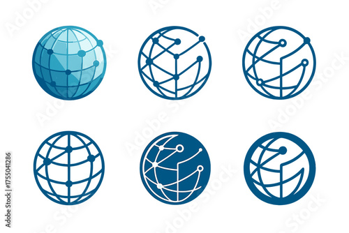 Hyper-Realistic Logo Variations. Hyper-Realistic 3D Presentations. Set Logo of Hyper-Realistic 3D Presentations: immersive data visualization globe. harmonious