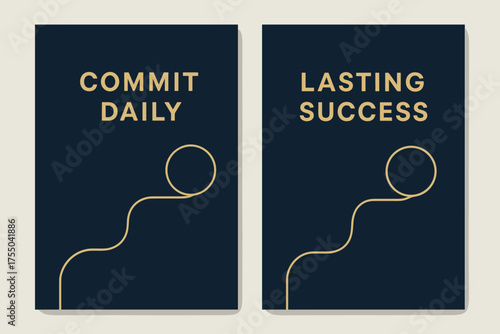 Navy and Gold Discipline. Discipline. Two vertical A6 banners with safe margins, centered composition, no elements touching edges, modern minimal, navy and