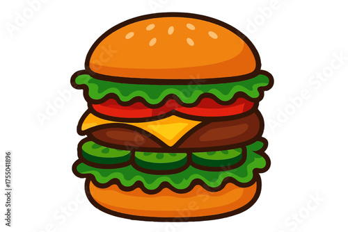 Delicious, juicy burger with all the fixings a classic fast food icon for your cravings