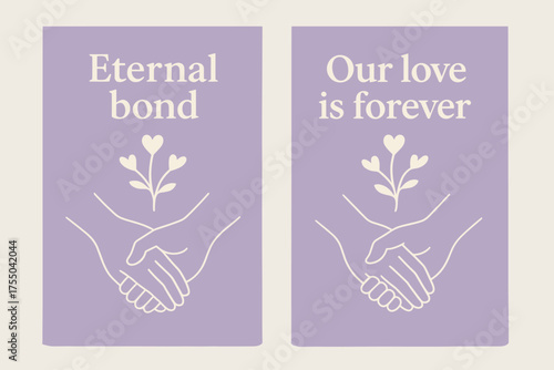 Eternal Bond Banners. Eternal bond. Two vertical A6 banners with safe margins, centered composition, no elements touching edges, minimal, lavender and cream,